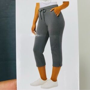 32 Degrees Knit Pull on Capri Women S Drawstring Pockets Pewter New Soft Active